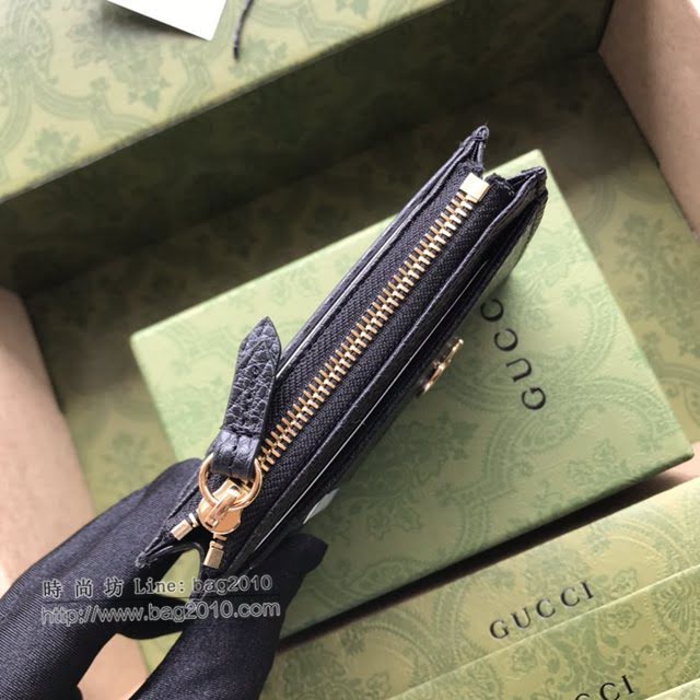 Gucci原厂皮包包 古驰男女GG全黑卡包 Gucci名片夹 574804  gdj1731